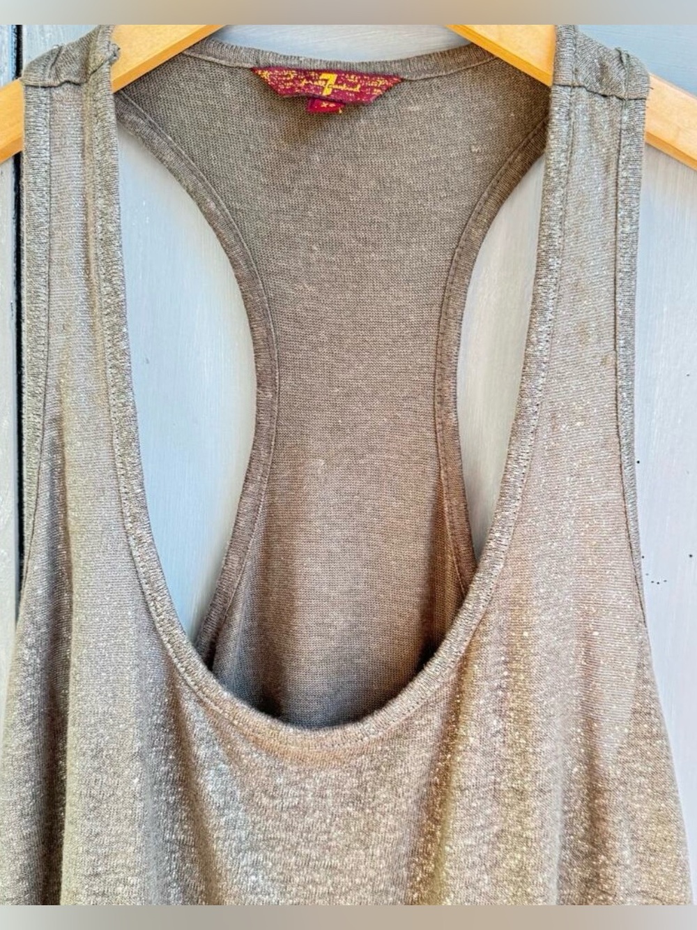 7 For All Mankind Metallic Linen Racerback Tank - Picture 3 of 12